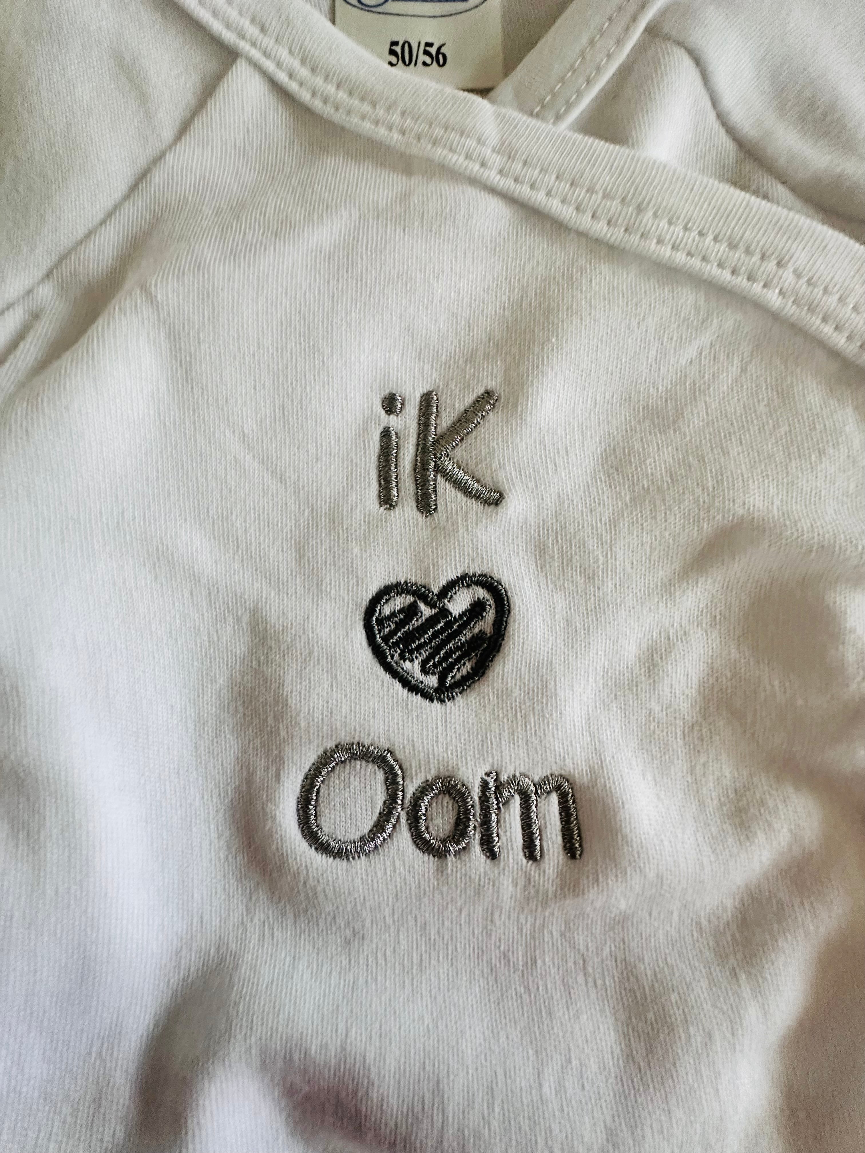 Overslag Rompertje Maat 50-56 met Tekst Oom