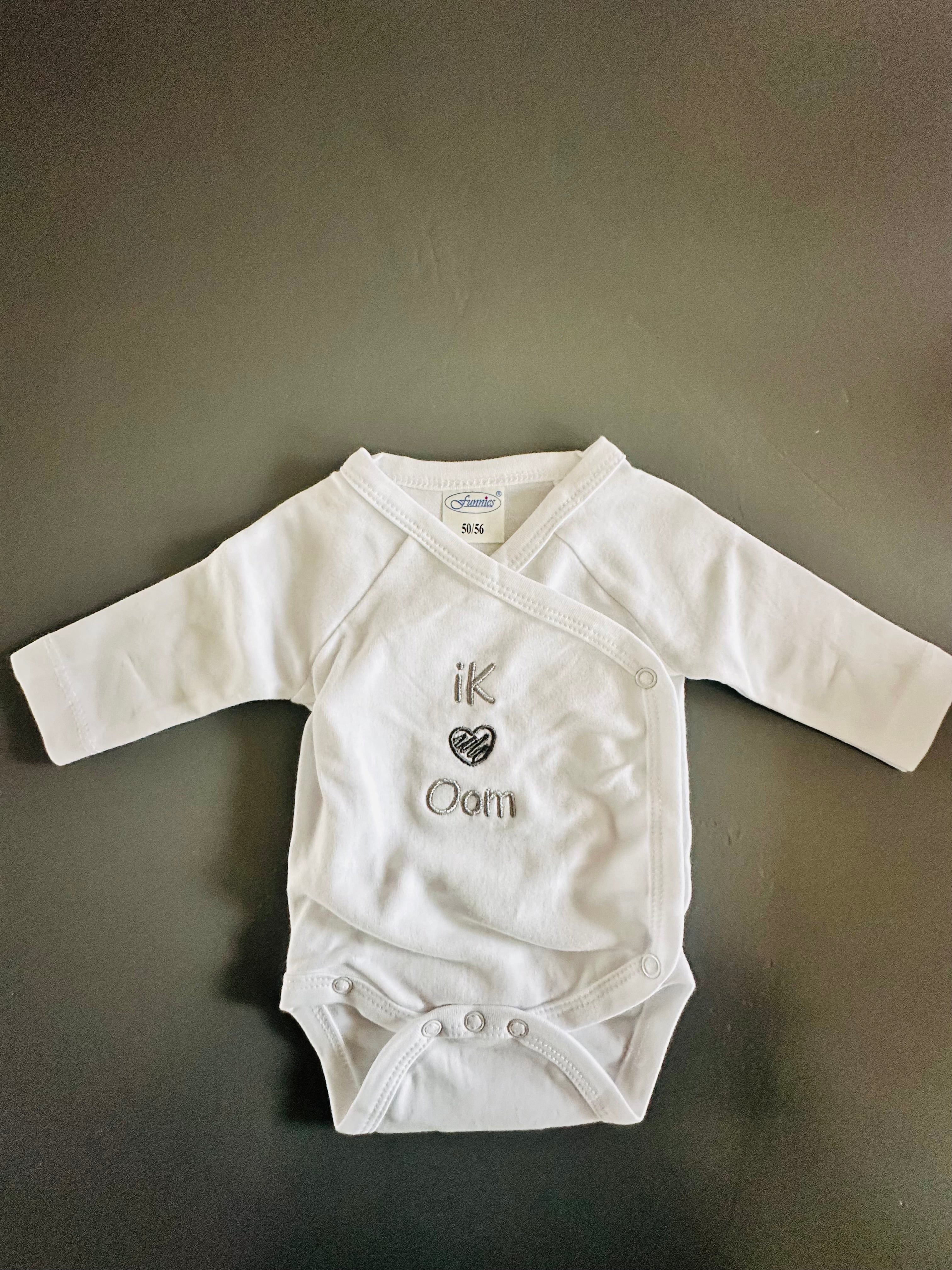 Overslag Rompertje Maat 50-56 met Tekst Oom