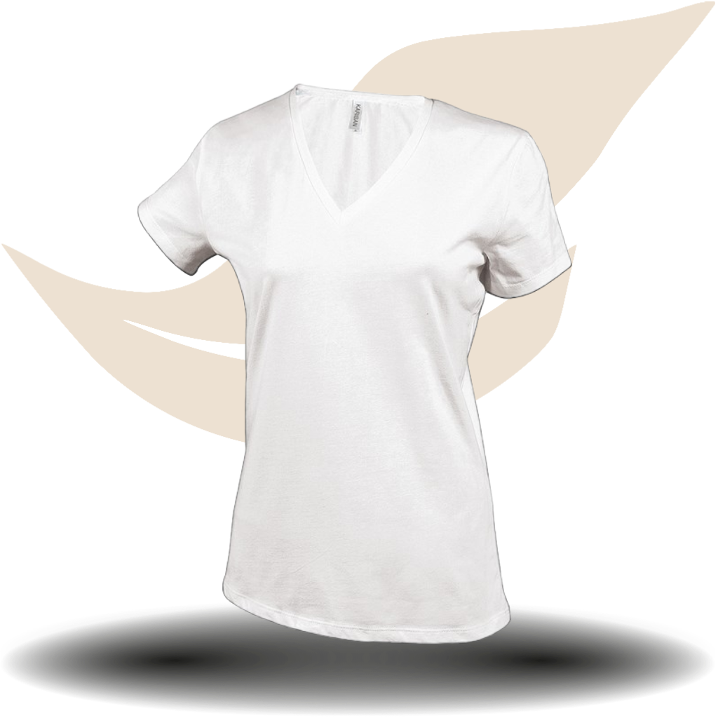 Dames T-shirt met V-hals slim fit bedrukken