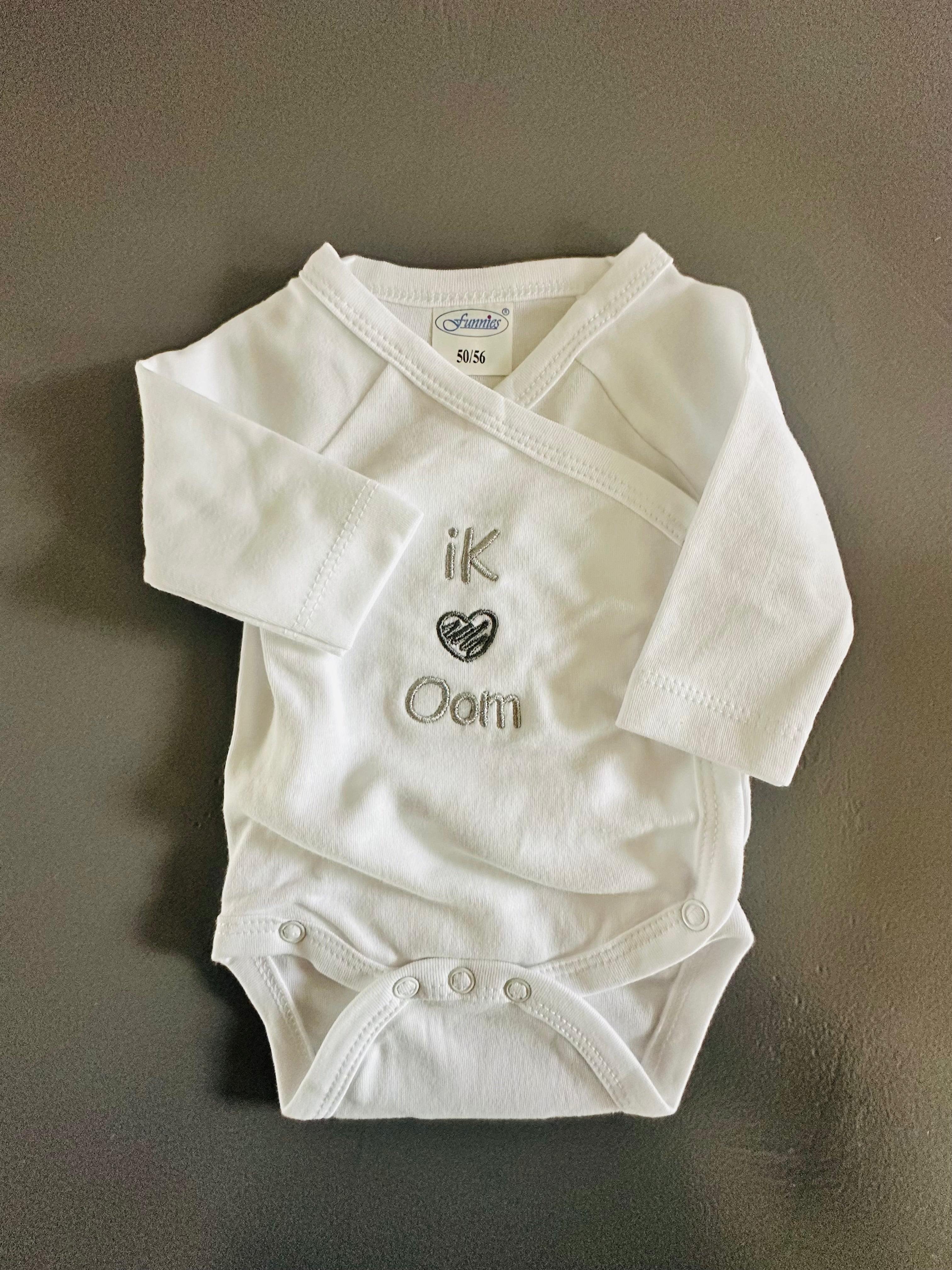 Overslag Rompertje Maat 50-56 met Tekst Oom